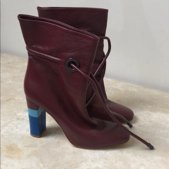 Malone Souliers Shoes - Malone Souliers Burgundy boots contrasting heel